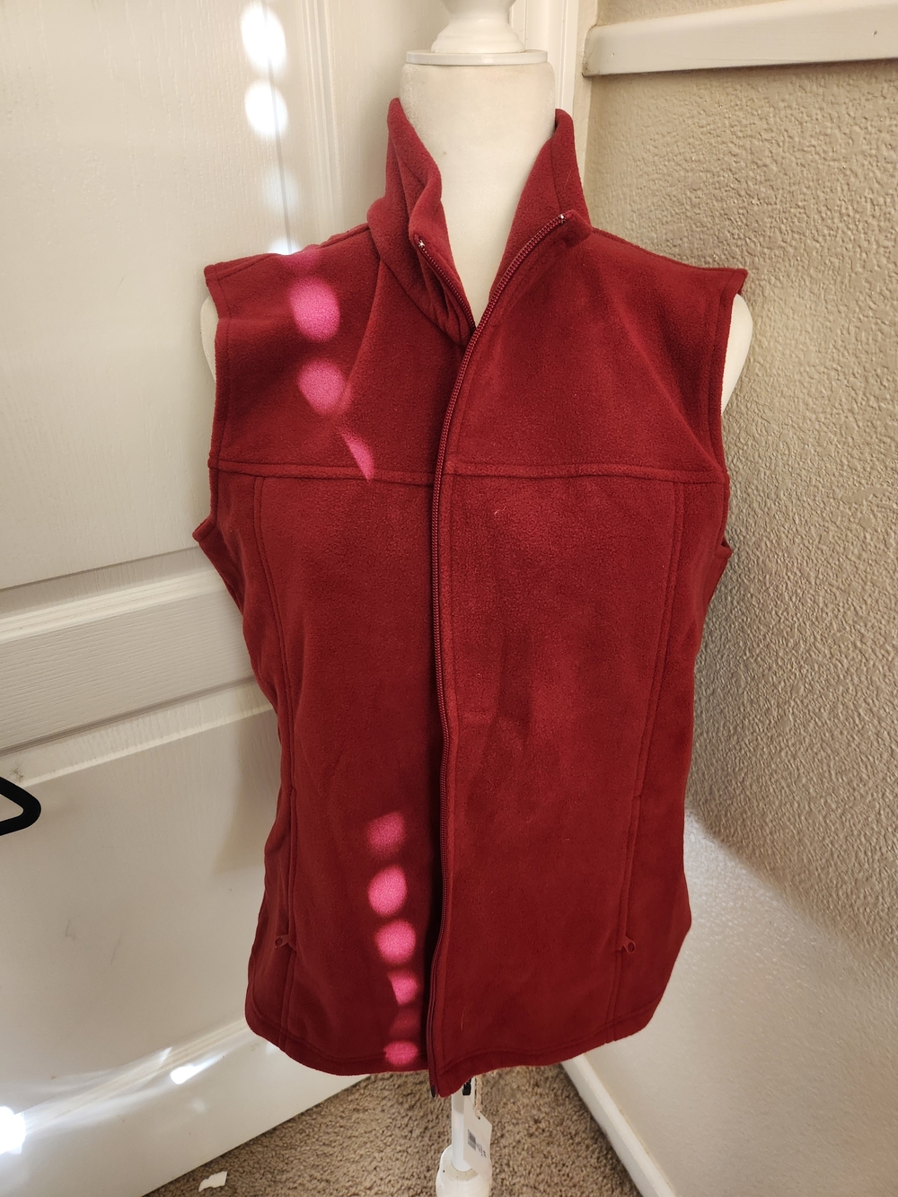 Natural Reflections Deep Red Fleece Vest - Sleeveless Zip Front